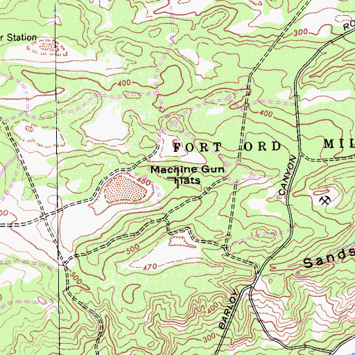 Topographic Map of Machine Gun Flats, CA