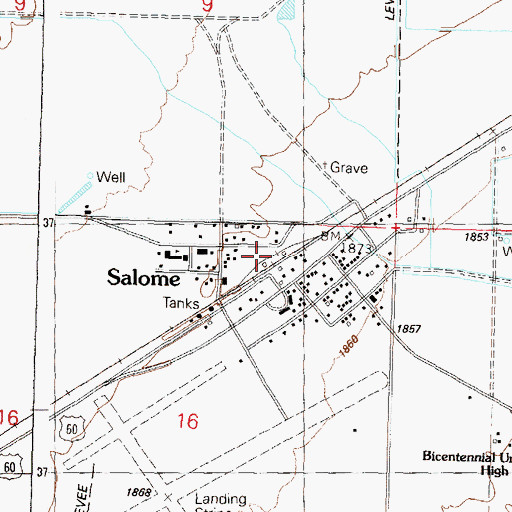 Topographic Map of Salome Railroad Station, AZ