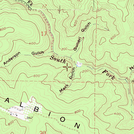 Topographic Map of Mack Gulch, CA