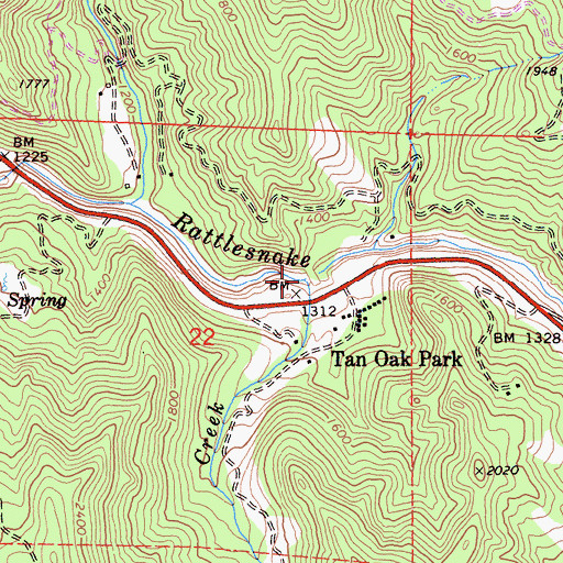 Topographic Map of Mad Creek, CA