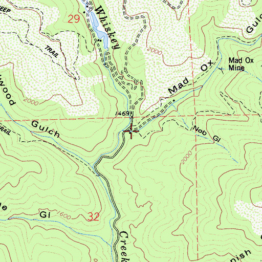 Topographic Map of Mad Ox Gulch, CA