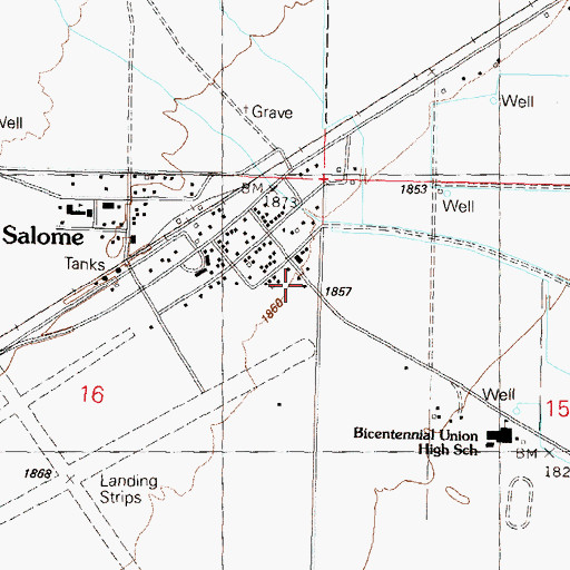 Topographic Map of La Paz County Sheriff's Office Salome, AZ