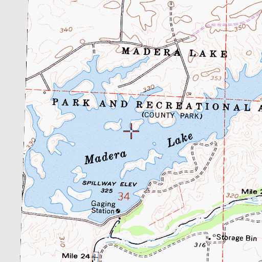 Topographic Map of Madera Lake, CA