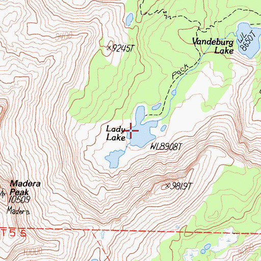 Topographic Map of Madera Lakes, CA