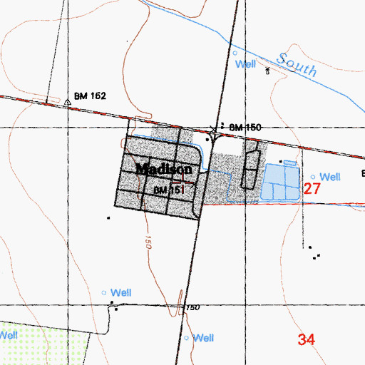 Topographic Map of Madison, CA