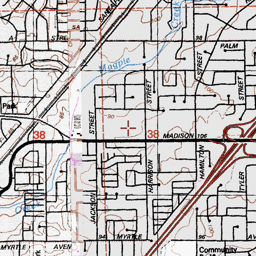 Topographic Map of Madison Elementary School, CA