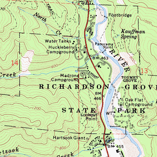Topographic Map of Madrone Campground, CA