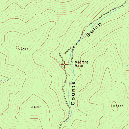 Topographic Map of Madrone Mine, CA