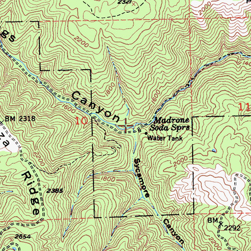 Topographic Map of Madrone Soda Springs, CA
