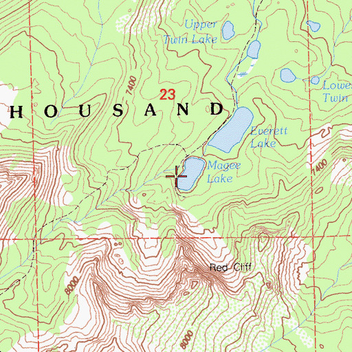 Topographic Map of Magee Lake, CA