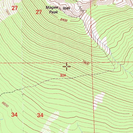 Topographic Map of Magee Trail, CA