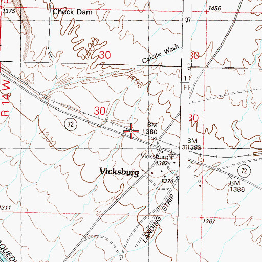 Topographic Map of Vicksburg Railroad Station, AZ