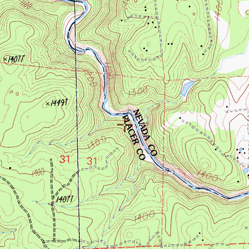 Topographic Map of Magnolia Creek, CA