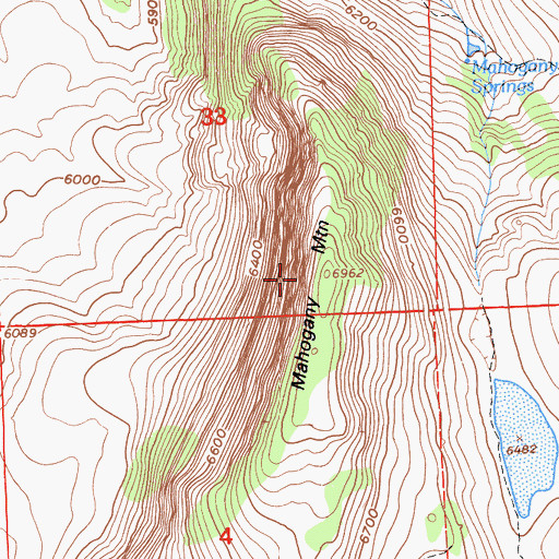 Topographic Map of Mahogany Mountain, CA