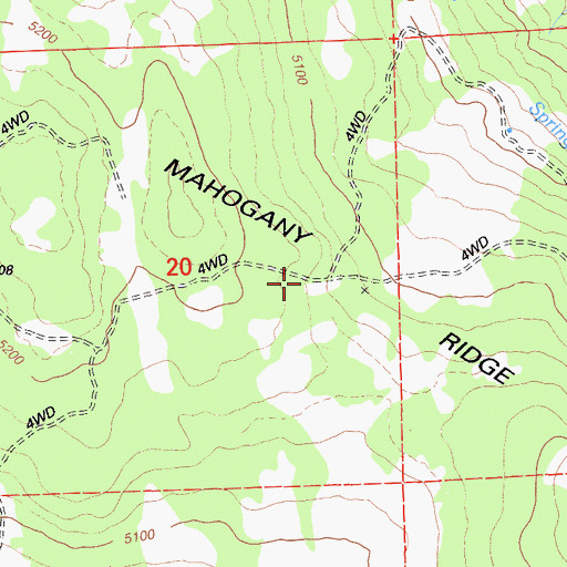 Topographic Map of Mahogany Ridge, CA