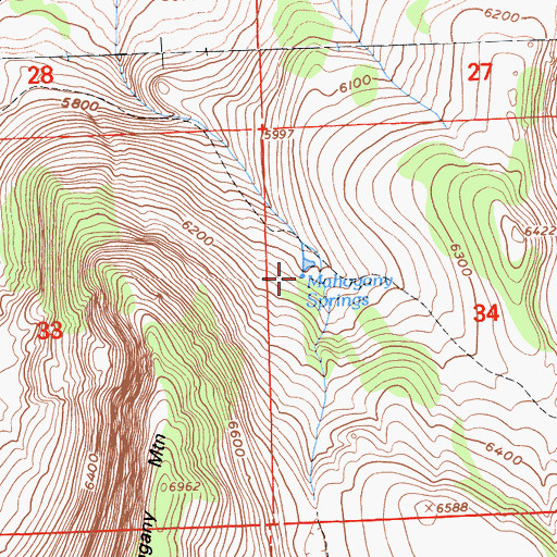 Topographic Map of Mahogany Springs, CA