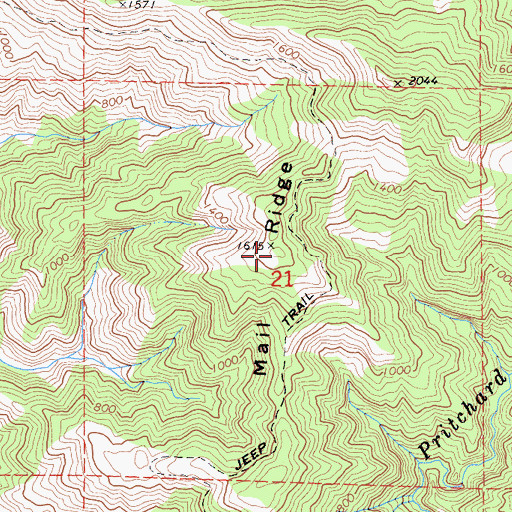 Topographic Map of Mail Ridge, CA