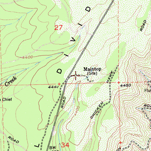Topographic Map of Maintop, CA