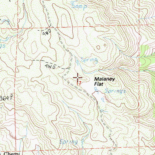 Topographic Map of Malaney Flat, CA