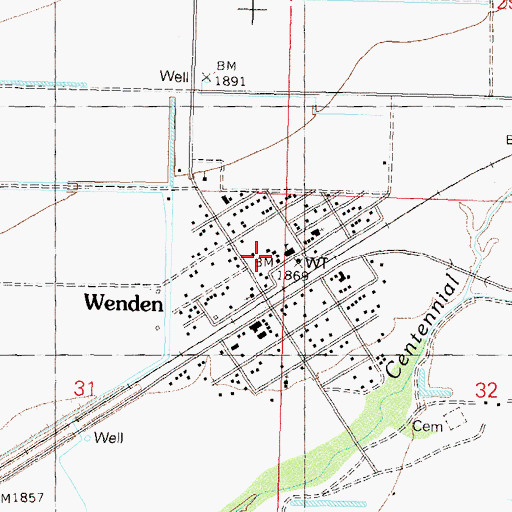Topographic Map of Wenden Elementary School, AZ
