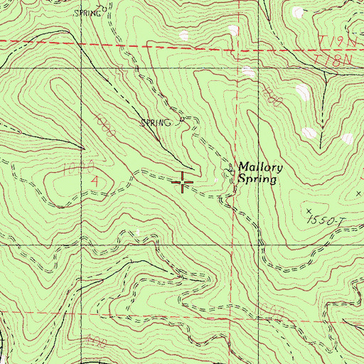 Topographic Map of Mallory Spring, CA