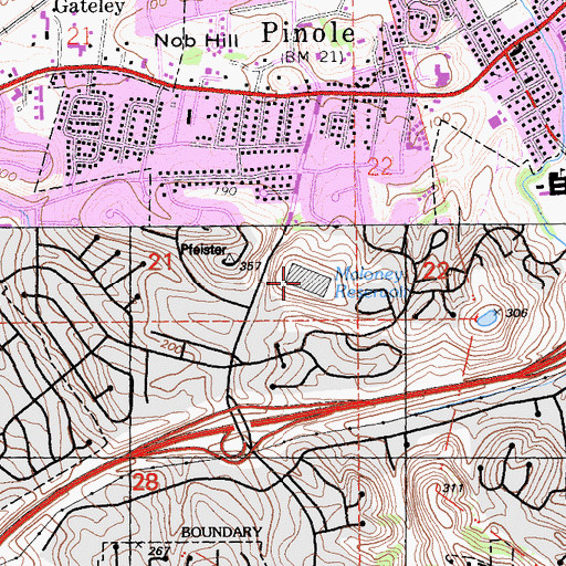 Topographic Map of Maloney Reservoir, CA