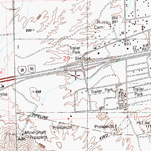 Topographic Map of West Quartzsite Interchange, AZ
