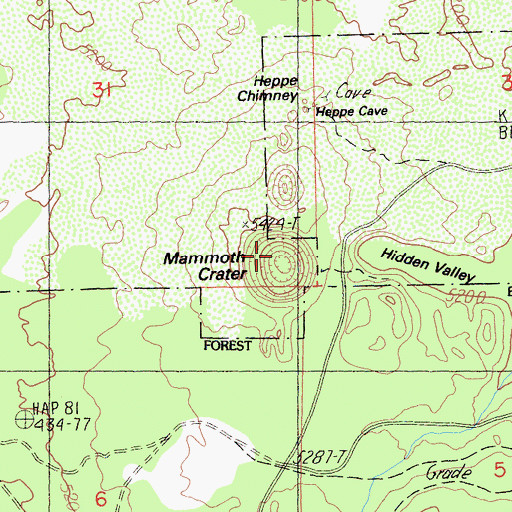 Topographic Map of Mammoth Crater, CA