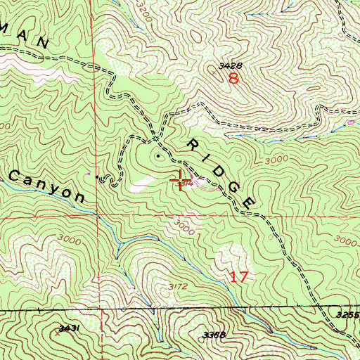 Topographic Map of Man Ridge, CA