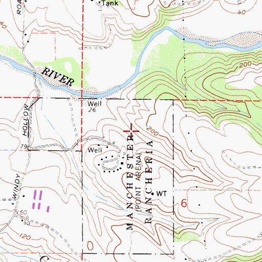 Topographic Map of Manchester, CA