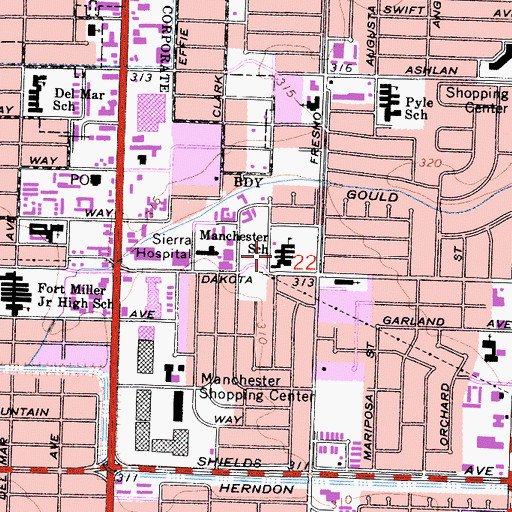 Topographic Map of Manchester Gate Elementary School, CA