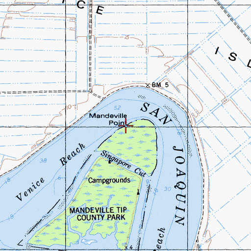 Topographic Map of Mandeville Point, CA