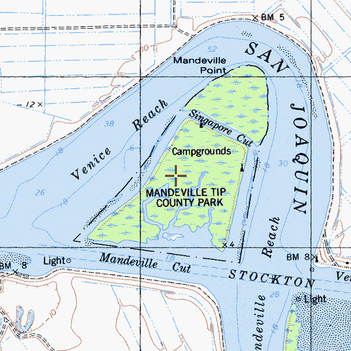 Topographic Map of Mandeville Tip County Park, CA