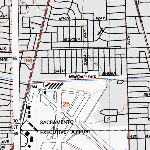 Topographic Map of Mangan Park, CA