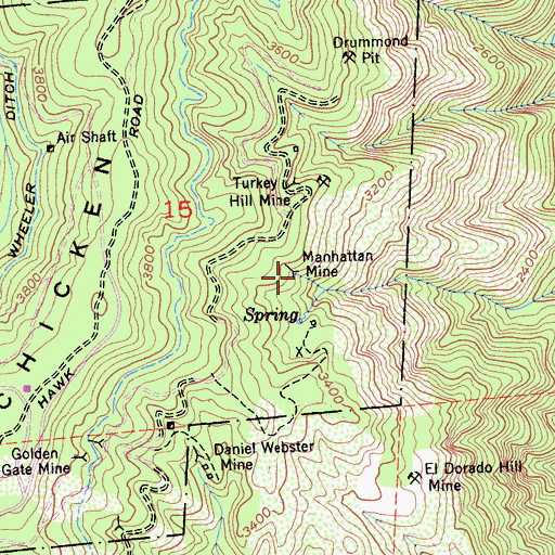 Topographic Map of Manhattan Mine, CA