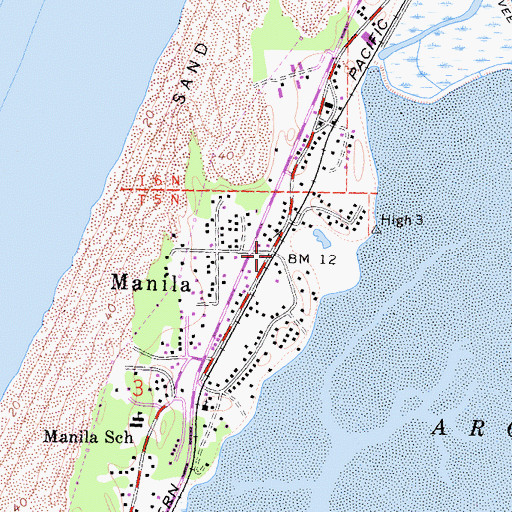 Topographic Map of Manila, CA