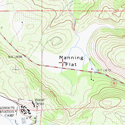 Topographic Map of Manning Flat, CA
