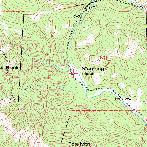 Topographic Map of Mannings Flats, CA