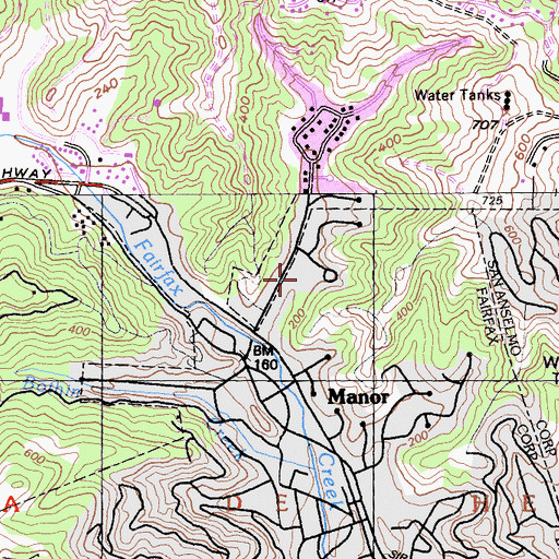 Topographic Map of Manor Elementary School, CA