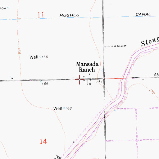 Topographic Map of Mansada Ranch, CA