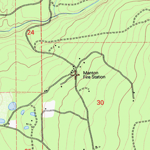 Topographic Map of Manton Fire Control Station, CA