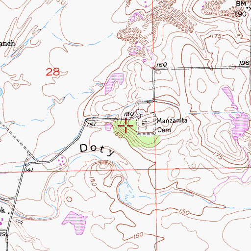 Topographic Map of Manzanita Cemetery, CA