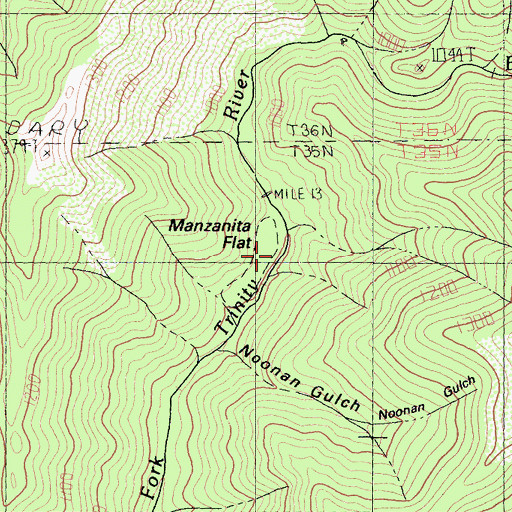 Topographic Map of Manzanita Flat, CA