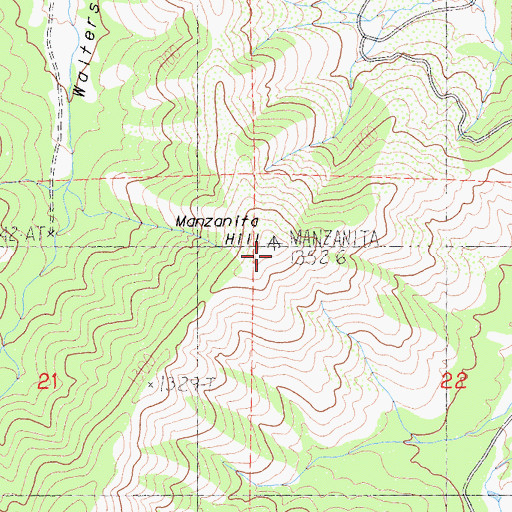 Topographic Map of Manzanita Hill, CA
