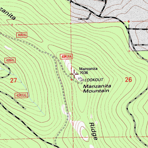 Topographic Map of Manzanita Mountain, CA