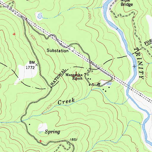Topographic Map of Manzanita Ranch, CA