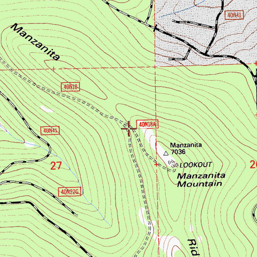 Topographic Map of Manzanita Ridge, CA