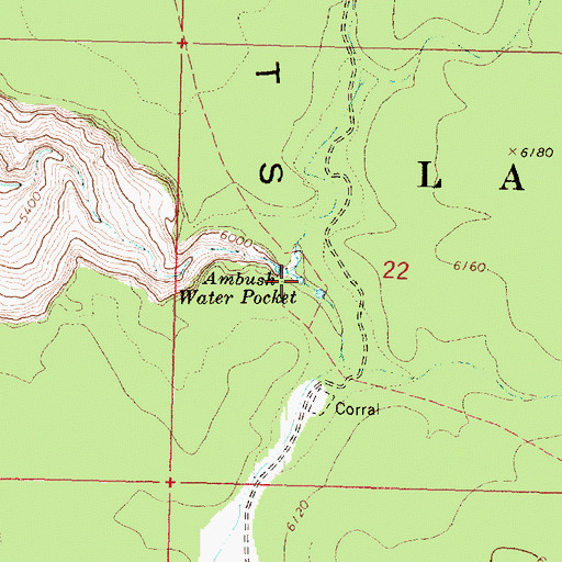 Topographic Map of Ambush Water Pocket, AZ