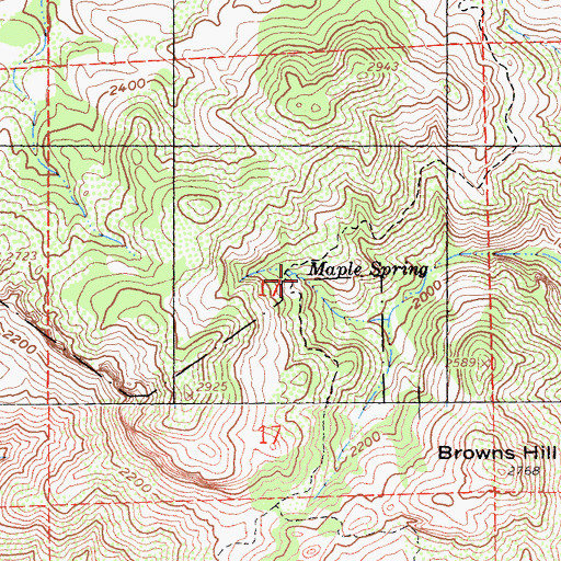 Topographic Map of Maple Spring, CA