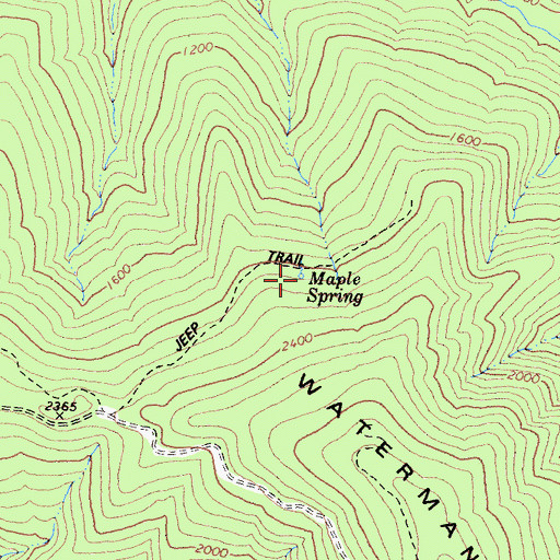 Topographic Map of Maple Spring, CA